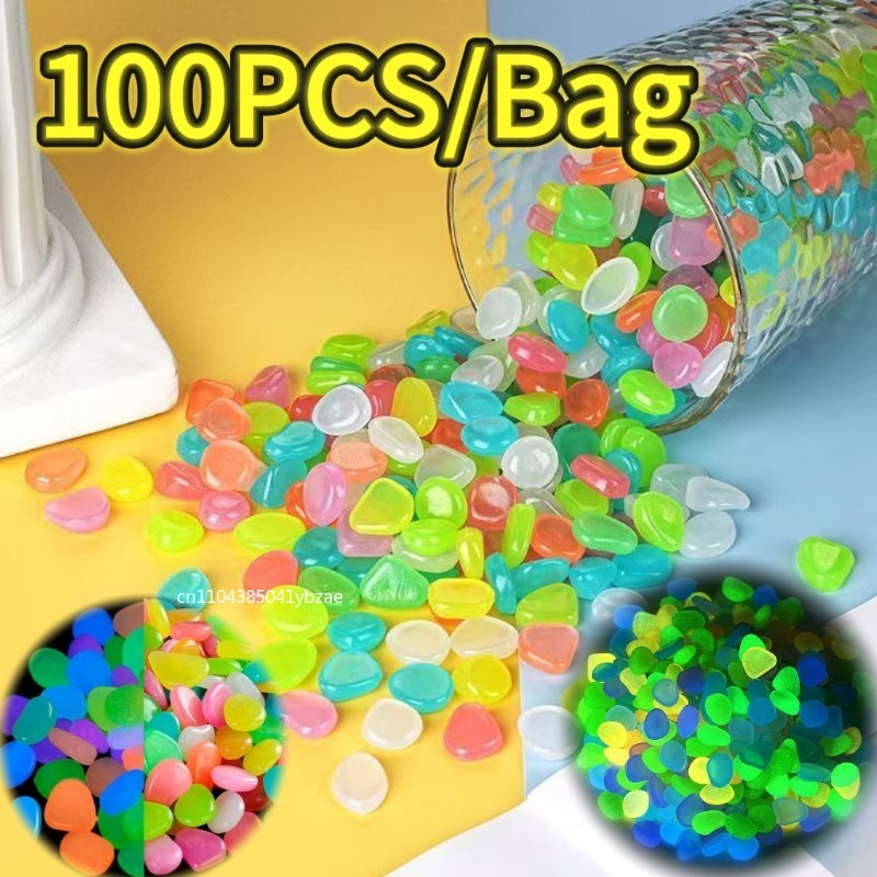 Aquarium Plant In Pot - 100-800pcs Glow in The Dark Pebbles,