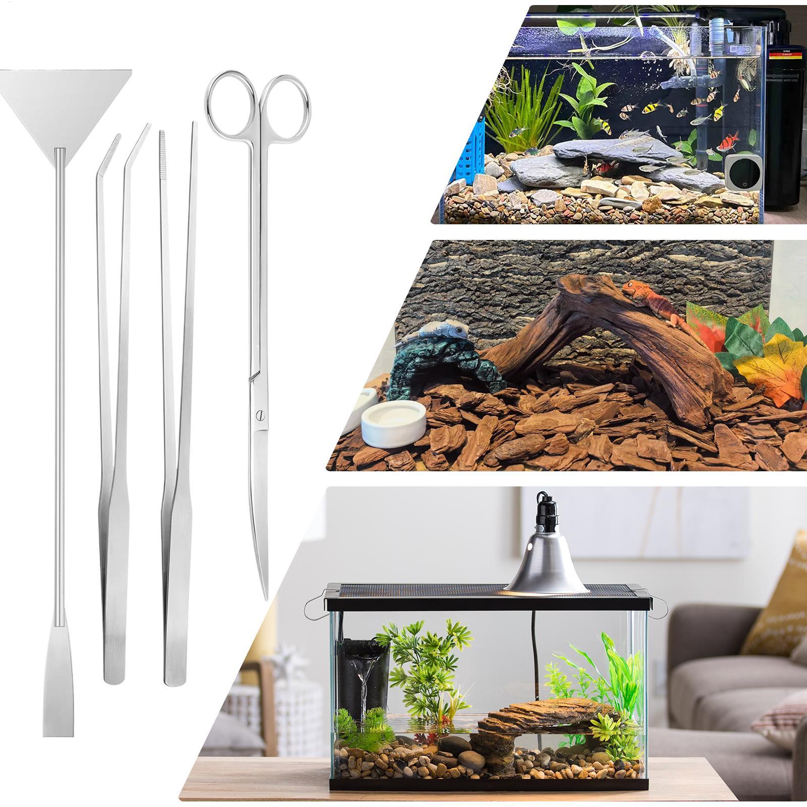 Planted Aquarium Cleaning Kit - 4pcs Aquarium Tool Kit Stainless Steel