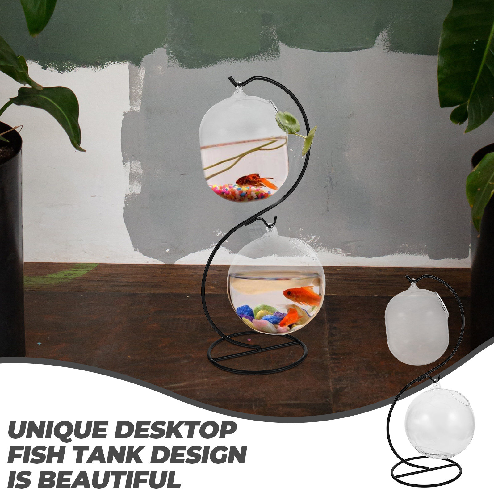 Aquarium Planted Tank - 1Set Transparent Desktop Fish Bowl Glass