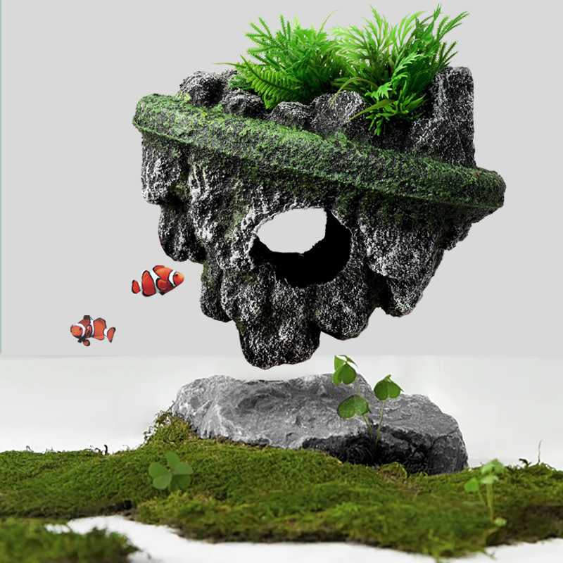 Suspended Island Fish Tank Dec - огляд і ціна Planted Aquarium With Rocks